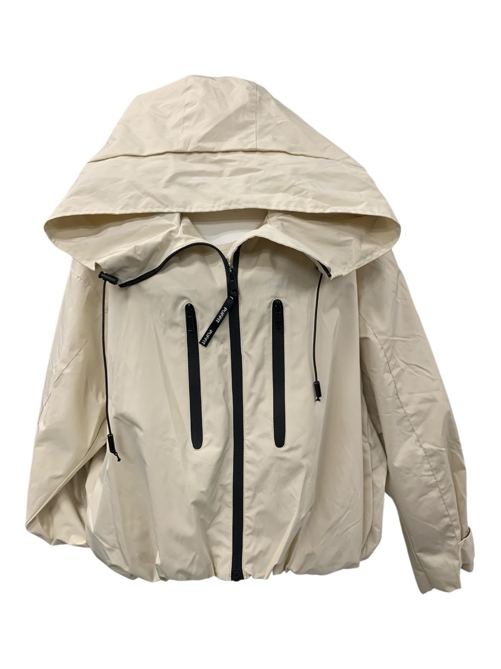 Lightweight Cream Hooded Utility Jacket with Zip Pockets